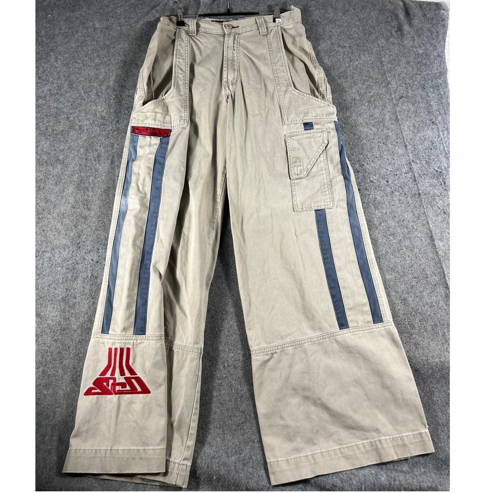 VINTAGE 90s JNCO Kinetic Carpenter Pants Mens 30x32 Beige Tactical Baggy Skater